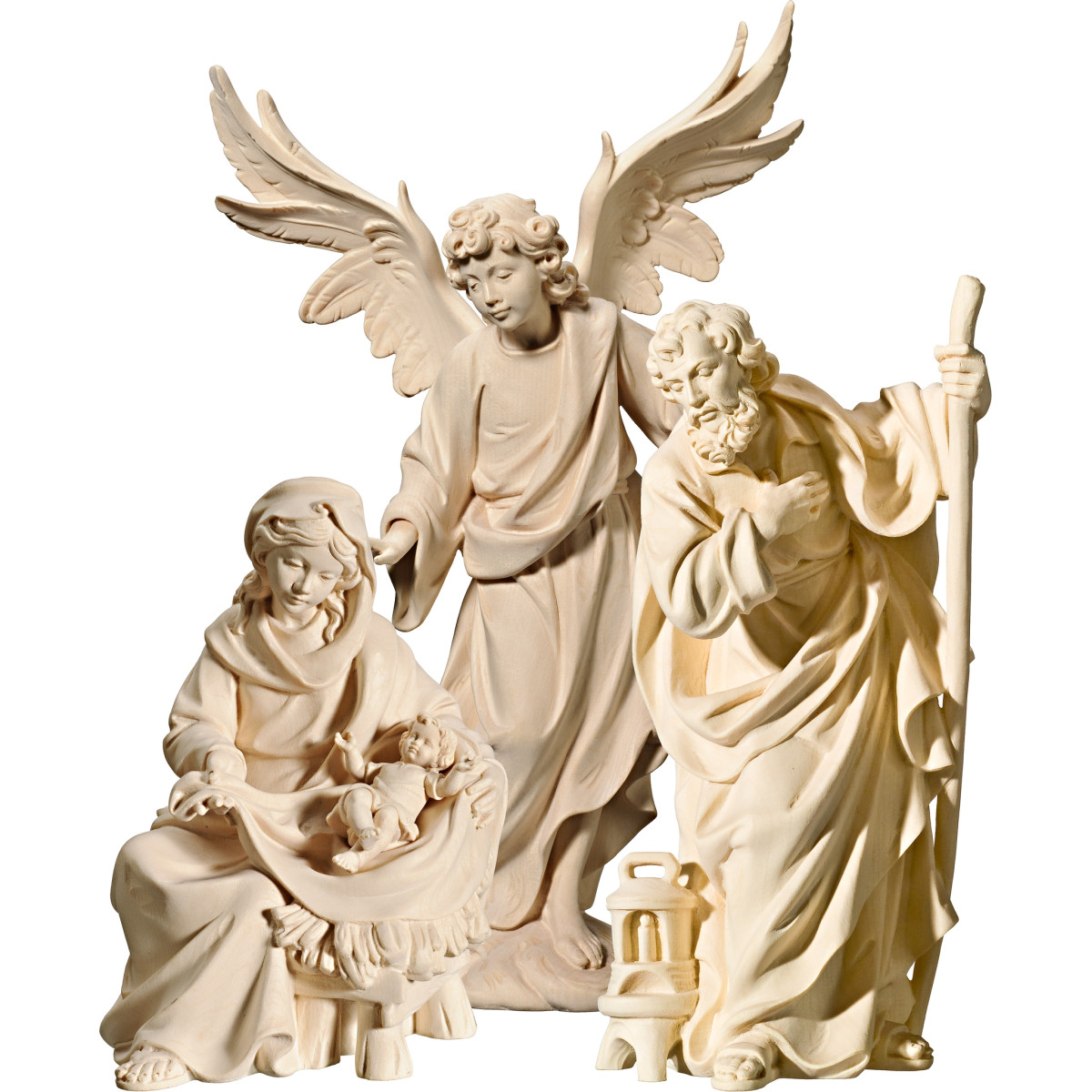 Nacimiento María sentada con Ángel de la anunciación sobre la nube